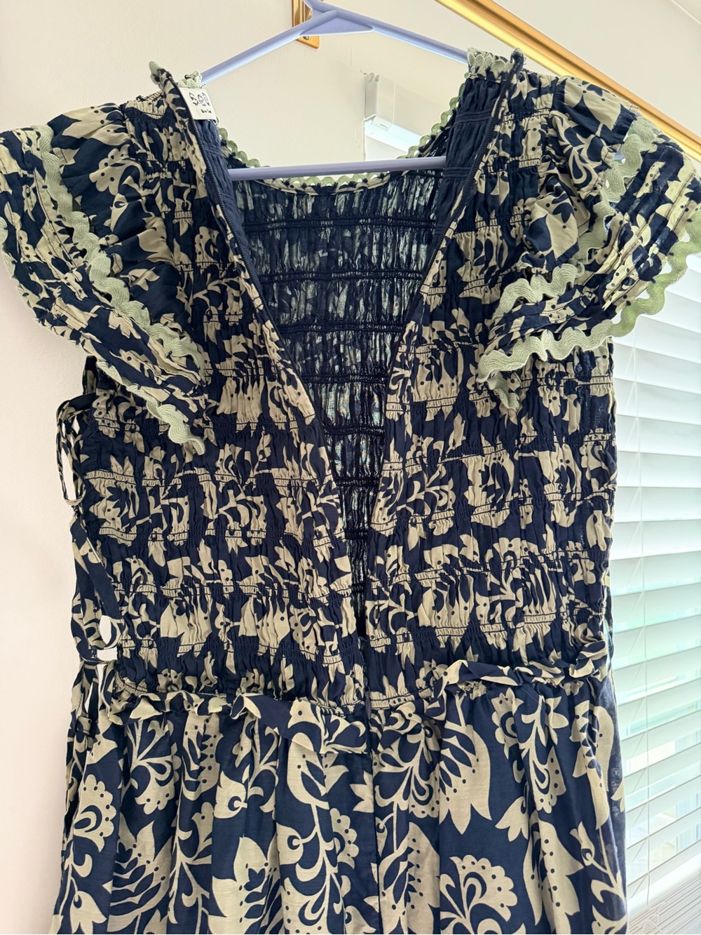 Sea New York Floral Midi Dress in Navy and light green.